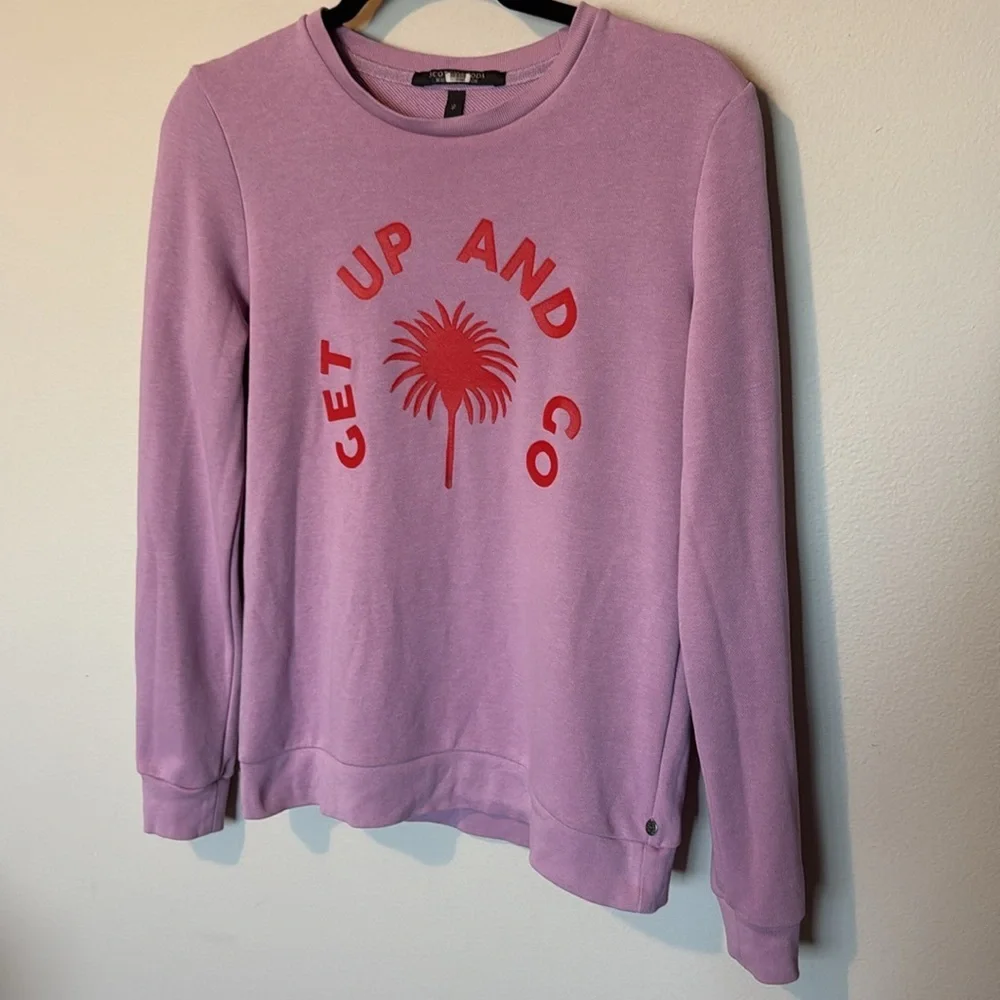 Scotch & Soda Lavender Get Up and Go Crewneck Palmtrew Womens Small EUC Travel - Picture 5 of 9